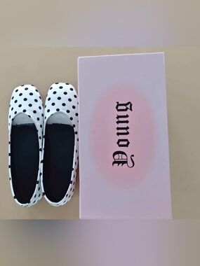 Sheepskin leather Polka Dot Ballet Flats — Black & White Women's Loafers